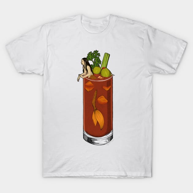 Bloody Mary Mermaid T-Shirt by Elizabeth Weglein Art